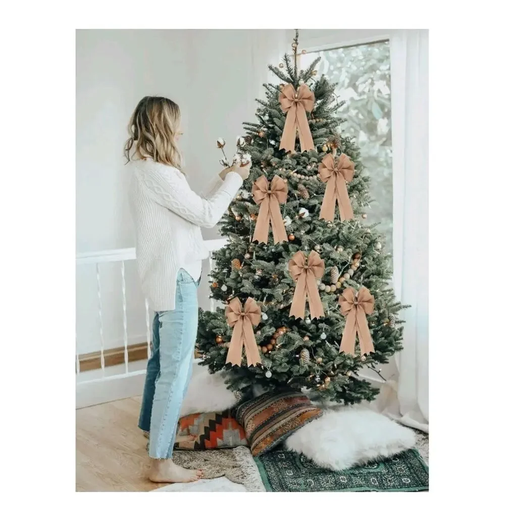 2 Pcs 20 x 10 Inch Large Burlap Bows Farmhouse Wreaths Jute Bow for Gift...